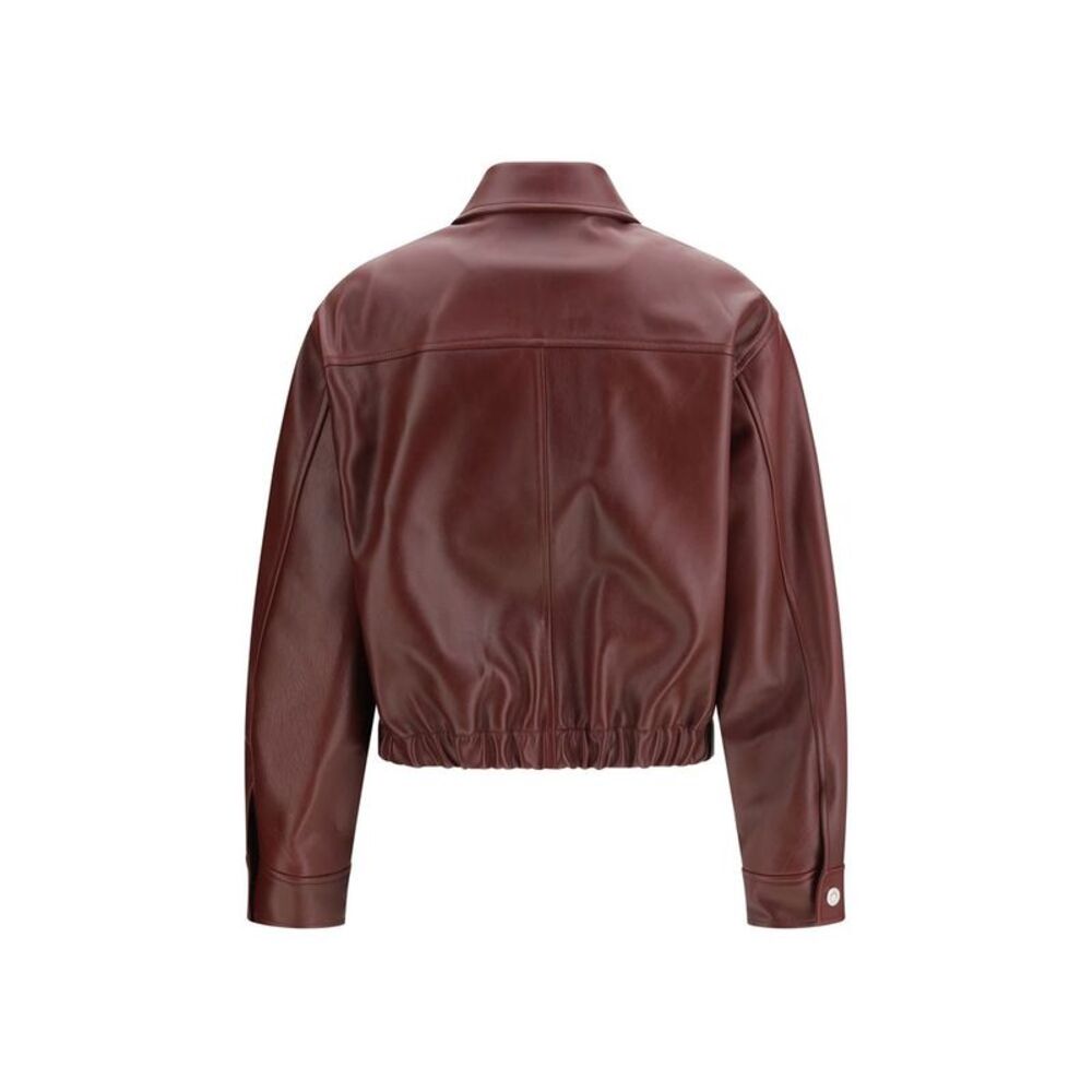 Versace Bordeaux Calf Leather Bos Taurus Leather Women's Jacket - Picture 2 of 3